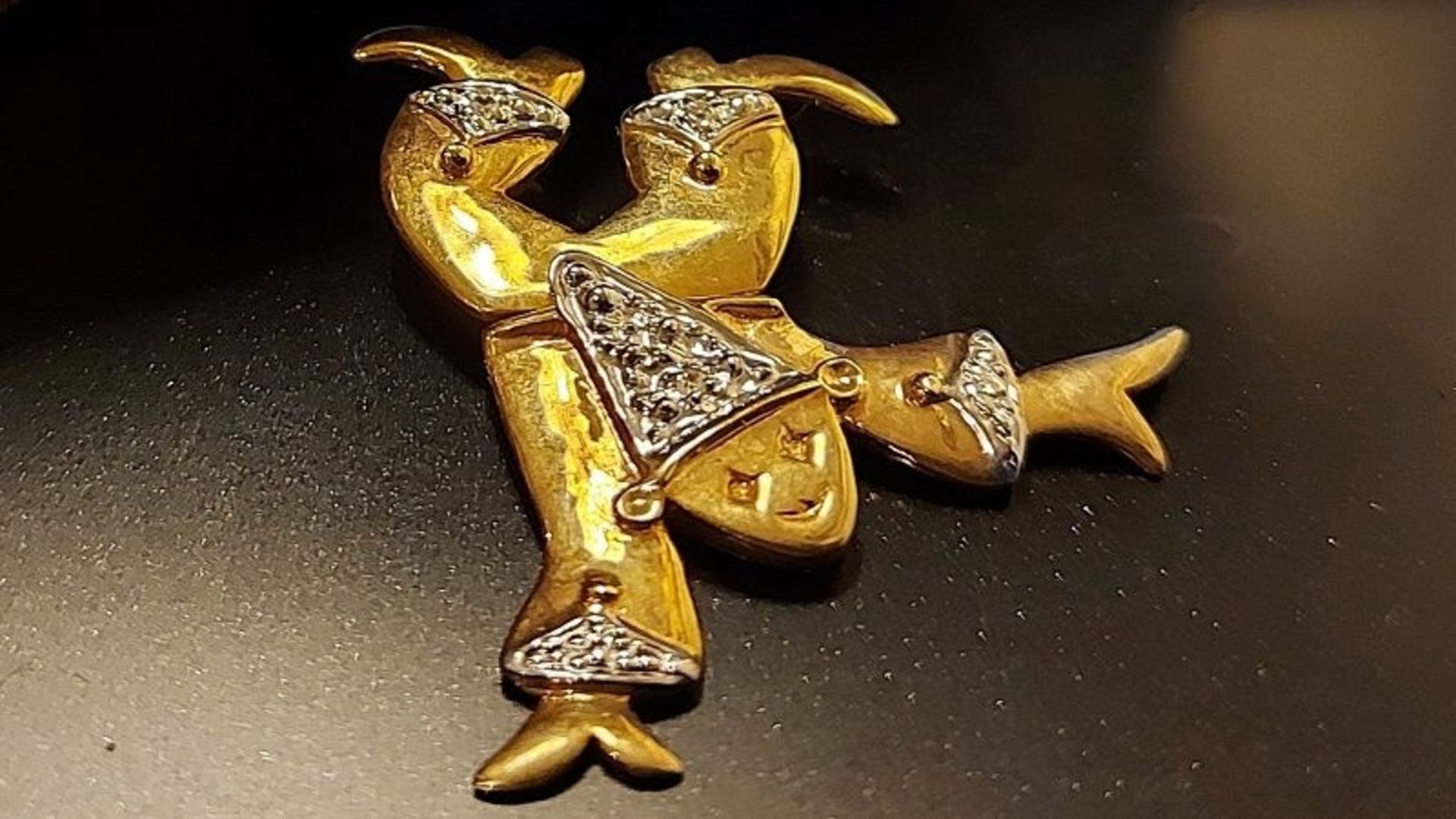 Geschenkidee! Goldener Anhänger Clownanhänger mit Diamanten - Bild 3 aus 3