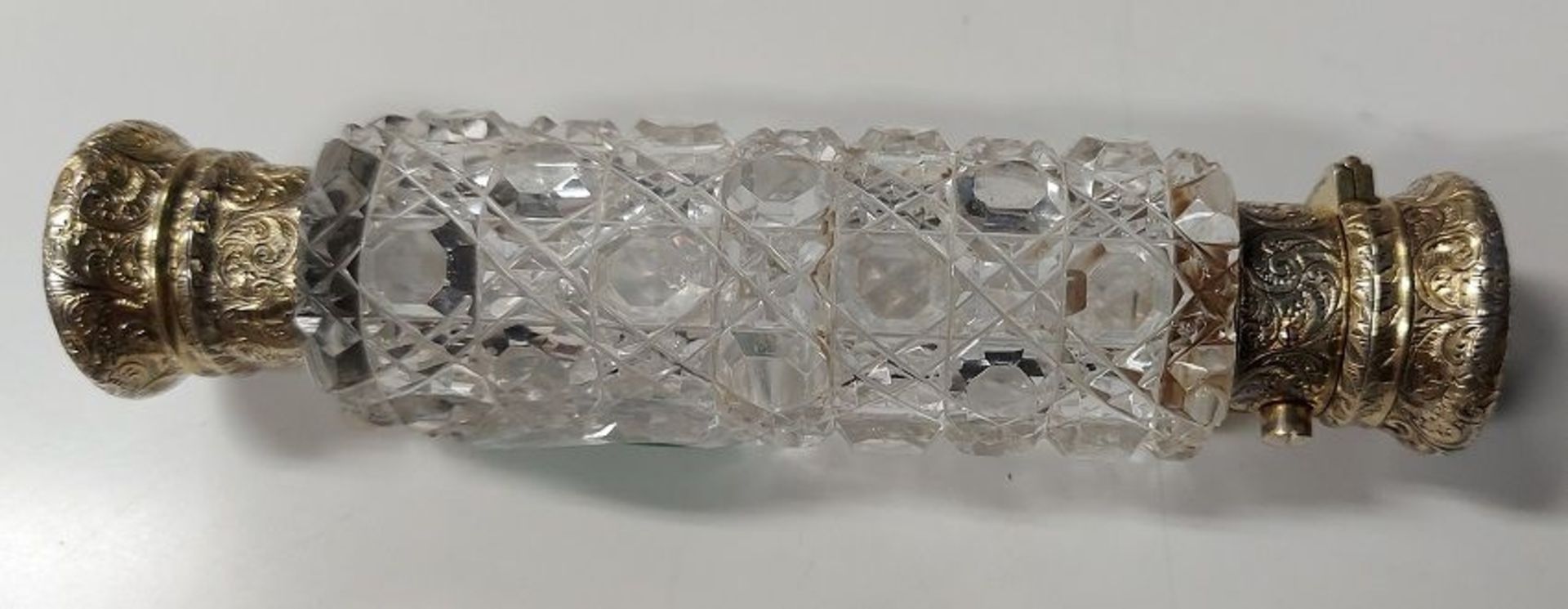 Antiker Kristallglas Parfumflakon doppelendig Messing versilbert - Bild 9 aus 9