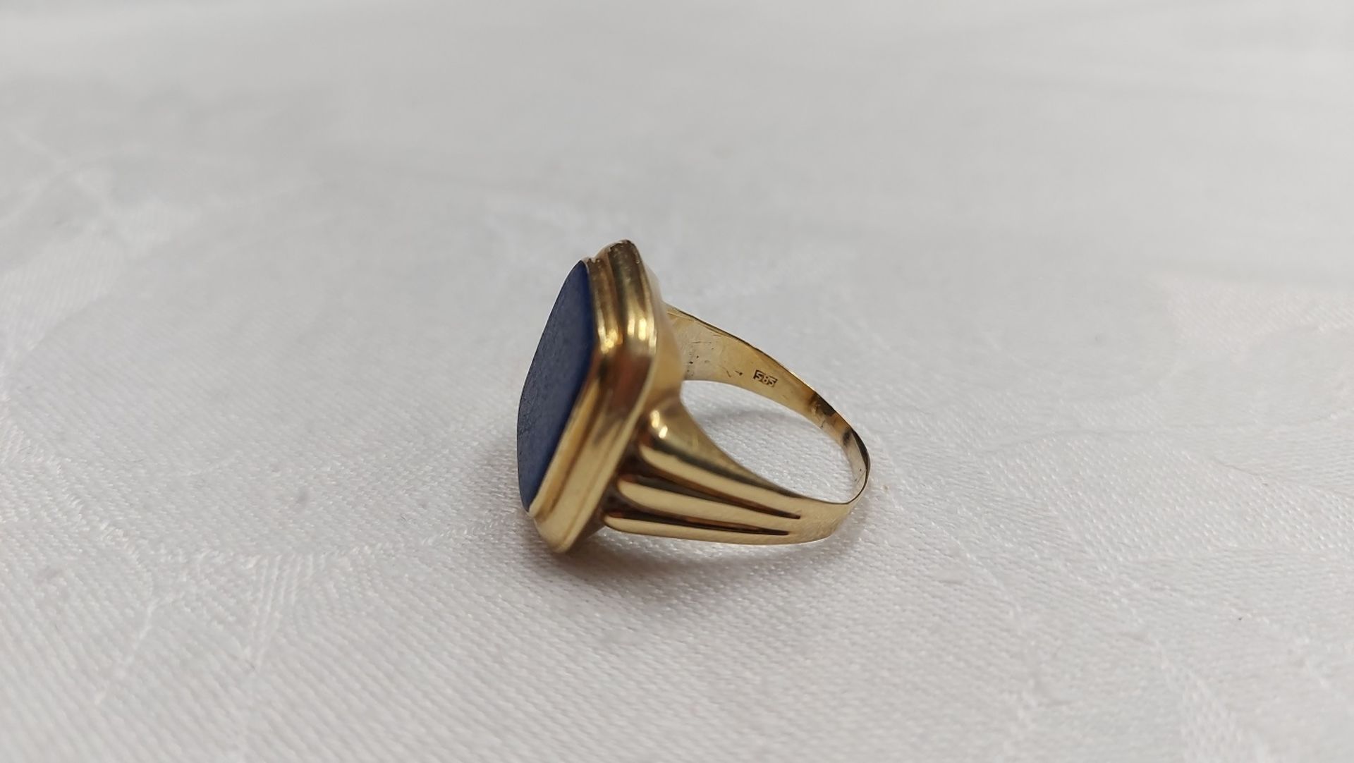 Goldener Herrenring 585er GG 14k Lapes Lapislazuli - Bild 6 aus 9