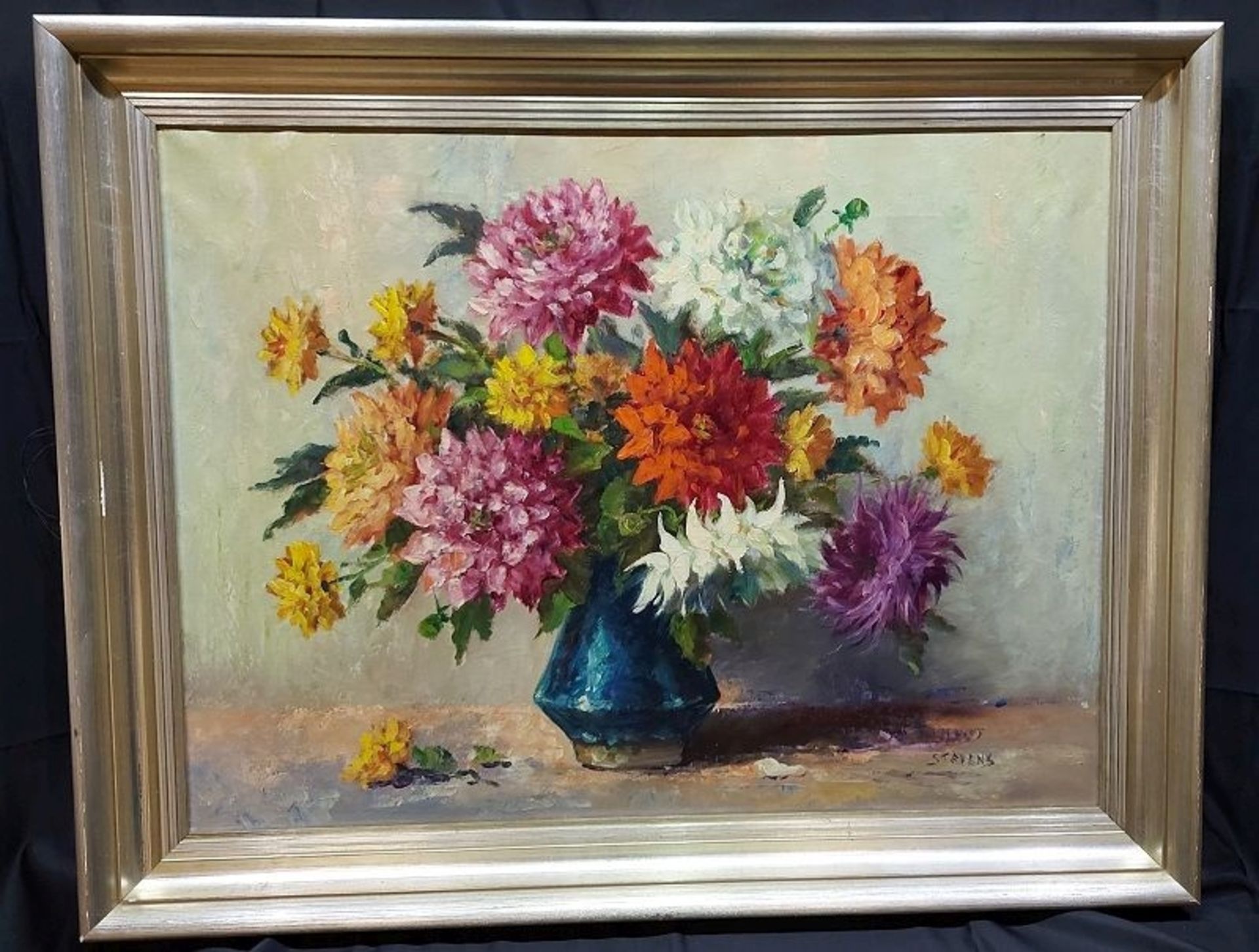 Großes Ölbild "Stevens" Blumenstilleben 95 x 75cm - Bild 6 aus 6