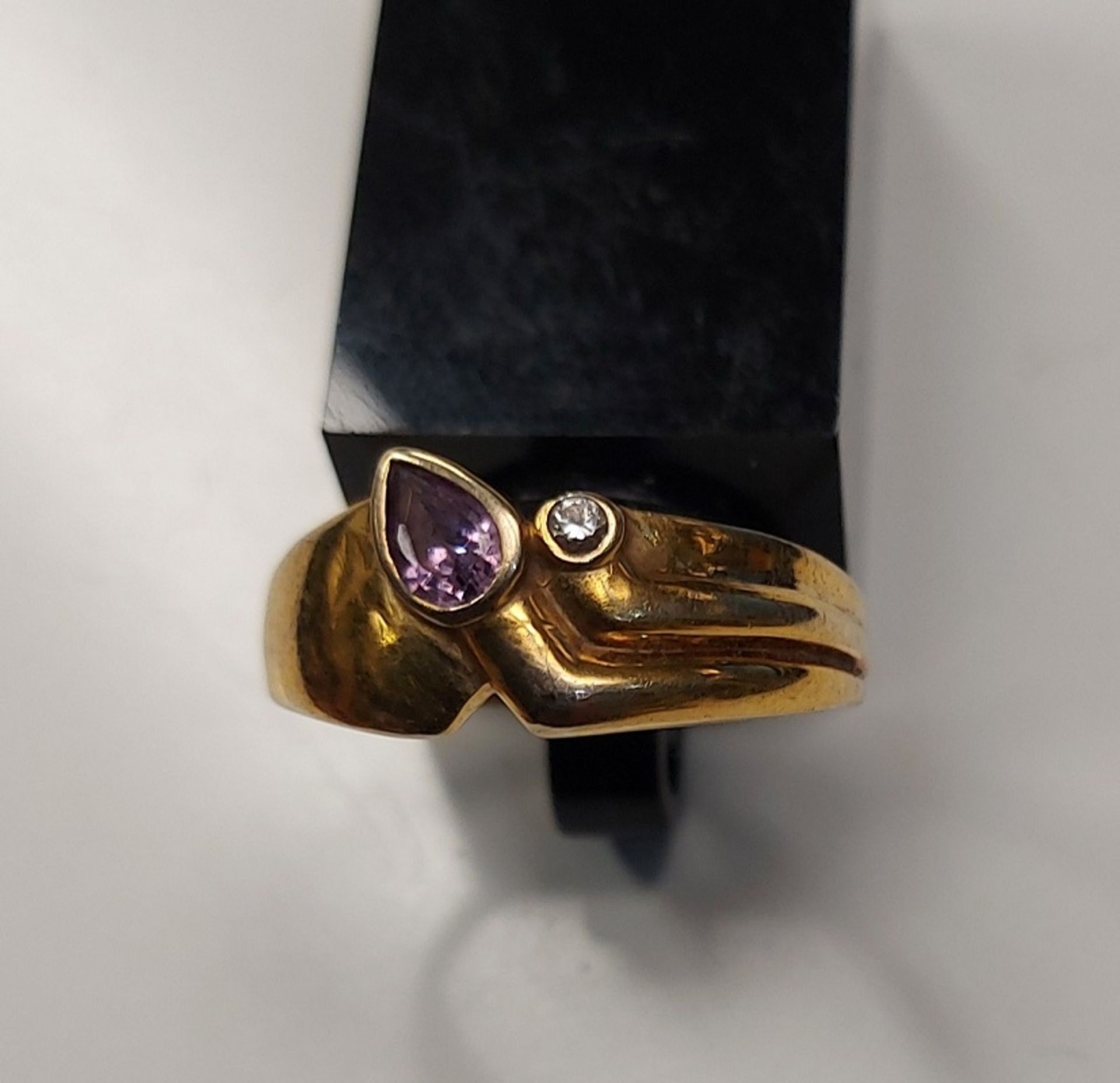 Hübscher Damenring 333 GG mit Amethyst ca. 2,7gr, Gr. 65 - Bild 5 aus 5