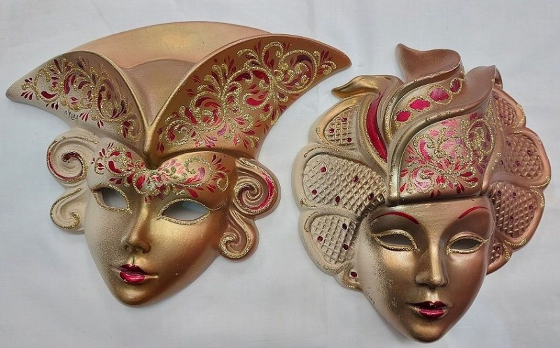 2 handgefertigte Wand Masken Keramik Venezianisch - Image 6 of 8