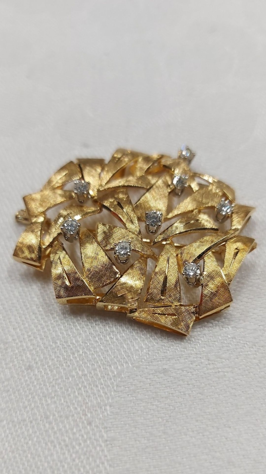 Große Luxus Gold Brosche Nadel 750er GG mit 8 Brillanten - Bild 2 aus 9