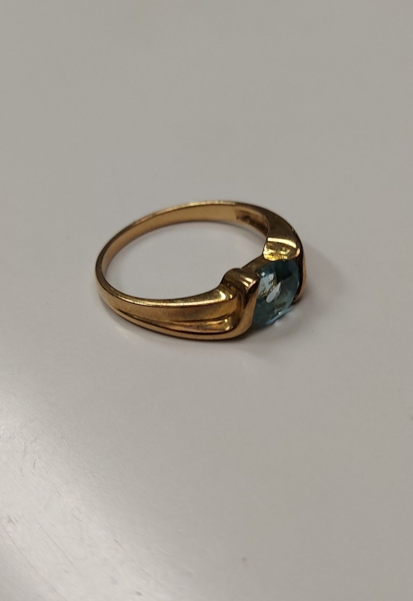 Großer Goldring Gr. 60 DAU Damenring mit schönem blauen Stein ca. 3g - Bild 4 aus 6