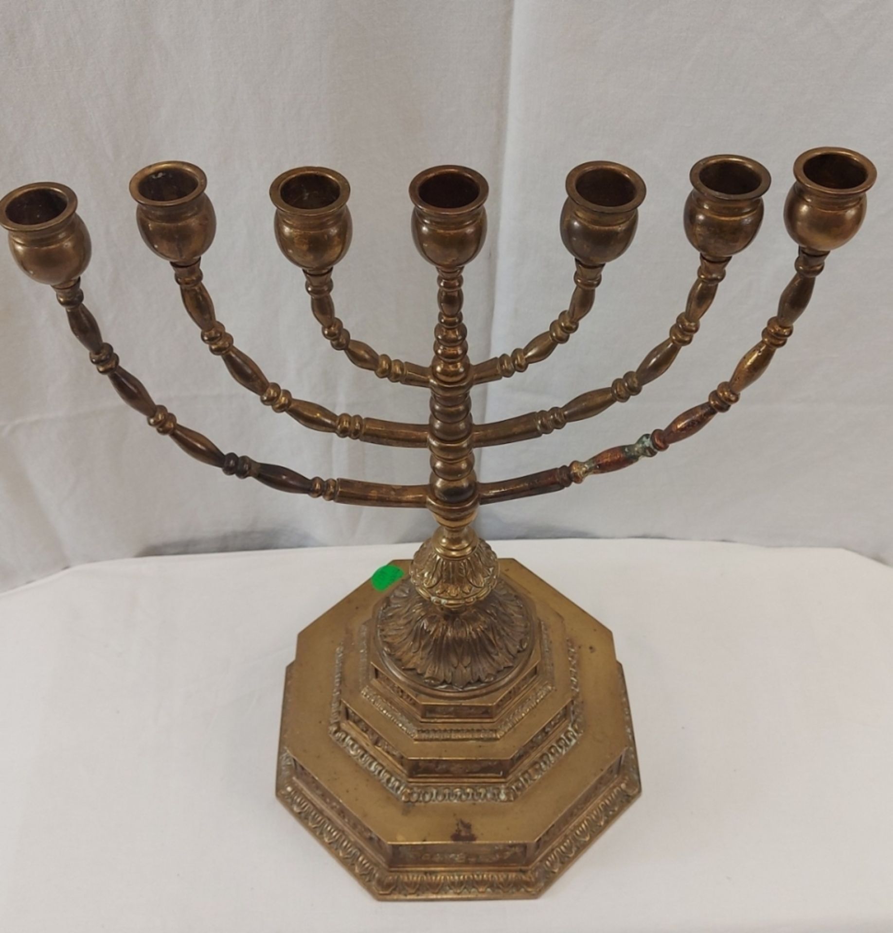 Antike Menora schwerer Leuchter jüdischer Kerzenhalter mehrteilig - Bild 8 aus 8