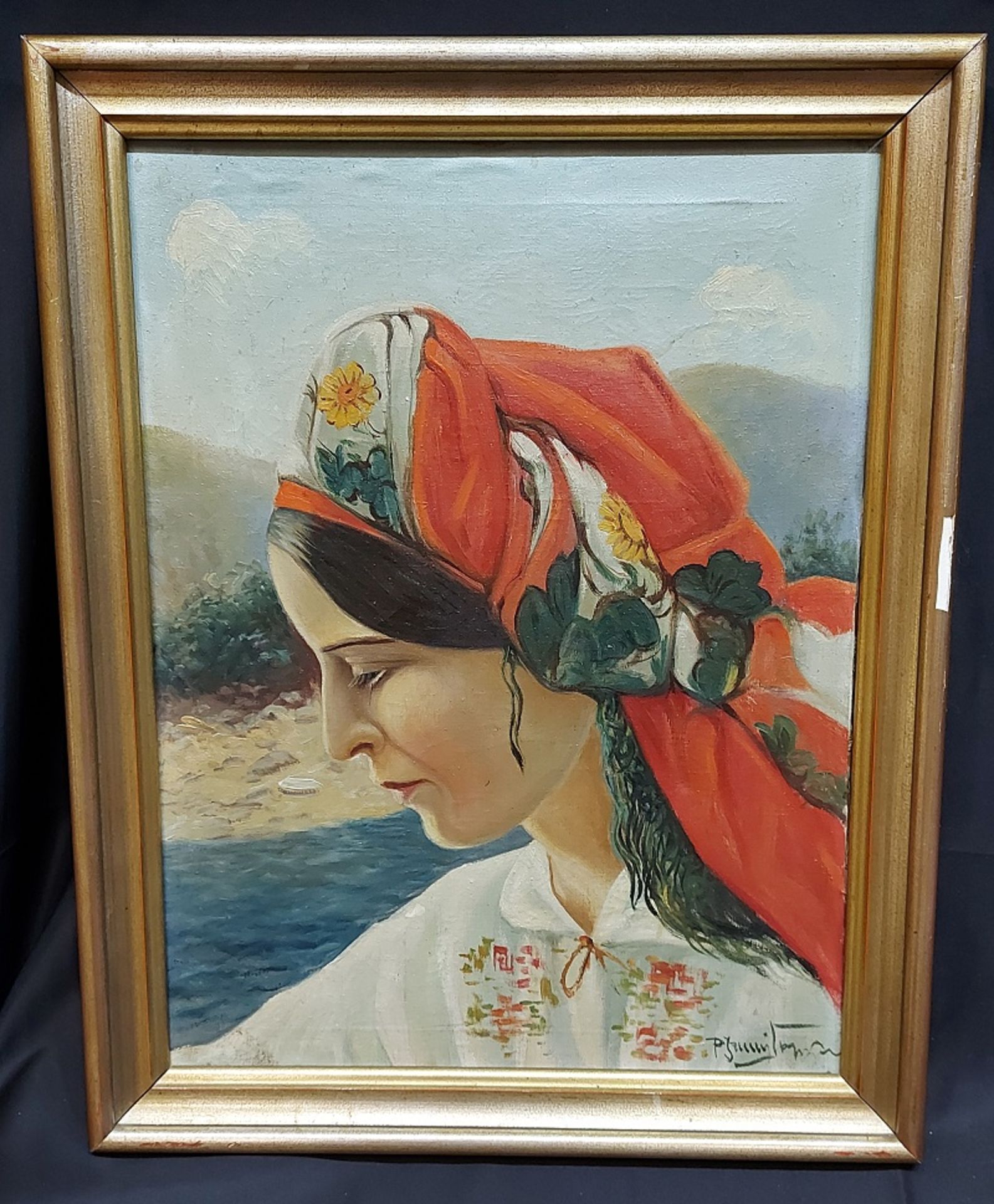 Altes Ölbild Frau in ungarischer Tracht sign. - Bild 6 aus 6