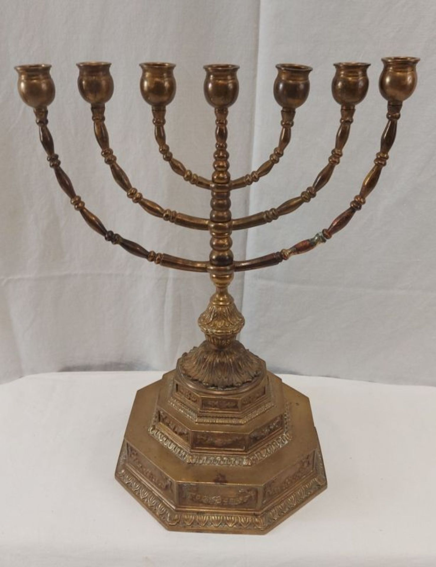Antike Menora schwerer Leuchter jüdischer Kerzenhalter mehrteilig - Bild 3 aus 8