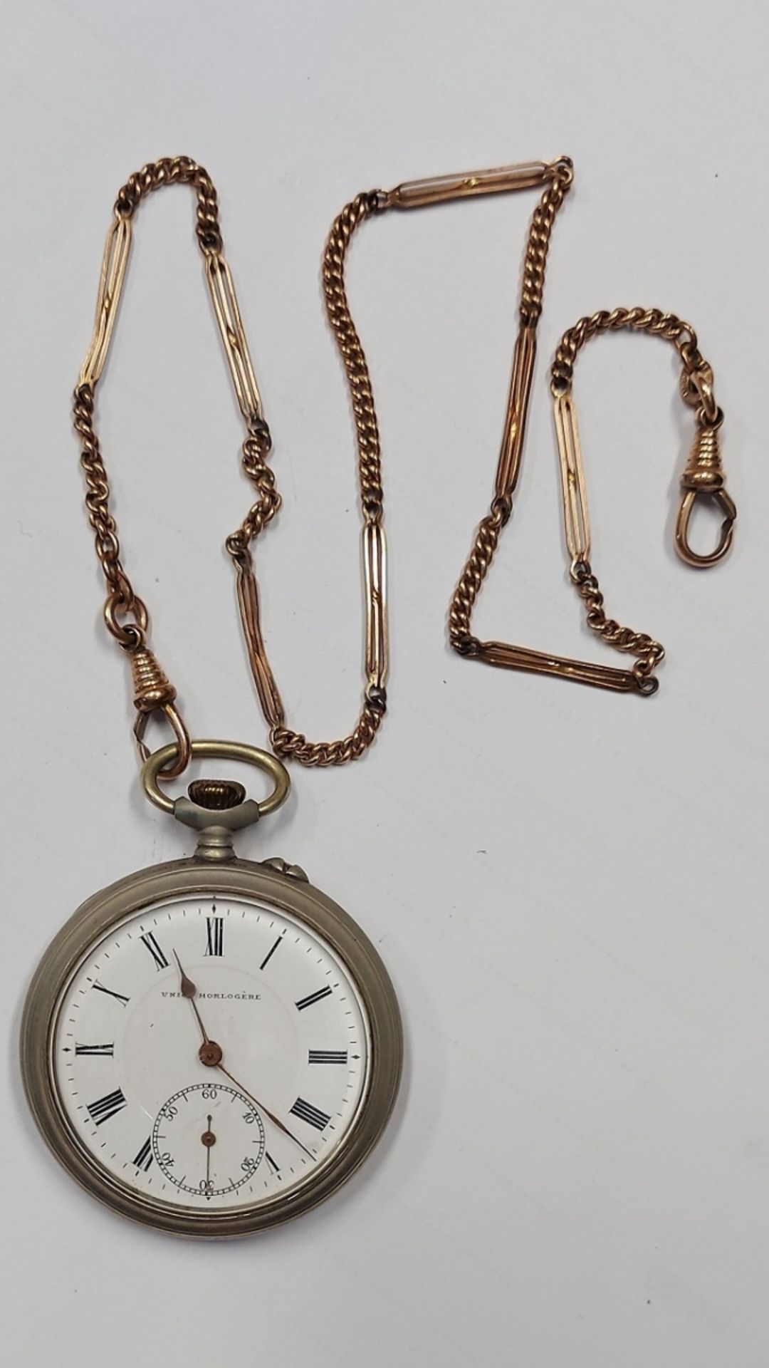 Taschenuhr für Herren mit Kette, Union Horlogére, - Bild 3 aus 5