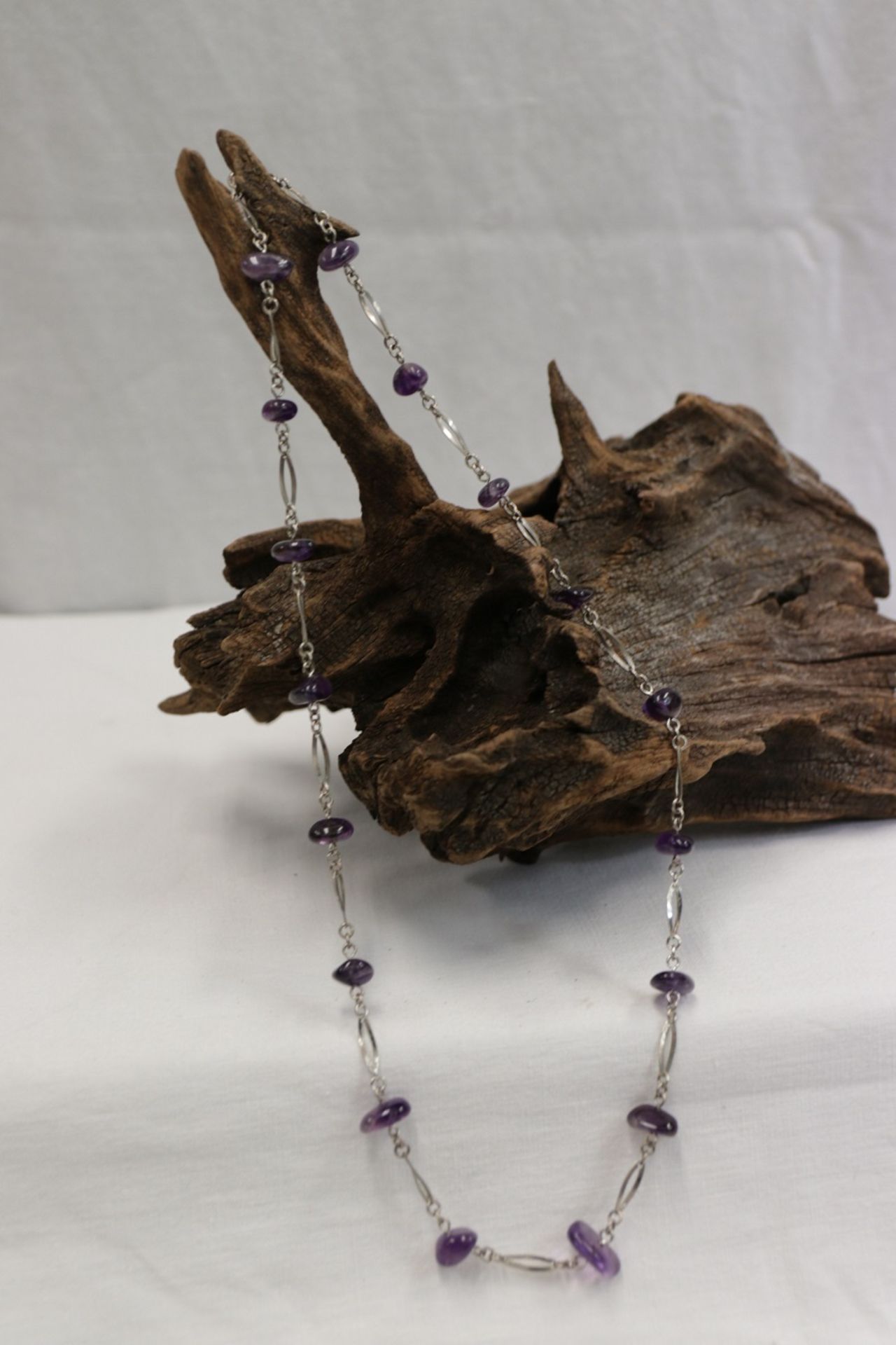 Schöne Silber Amethyst Kette ca. 60cm