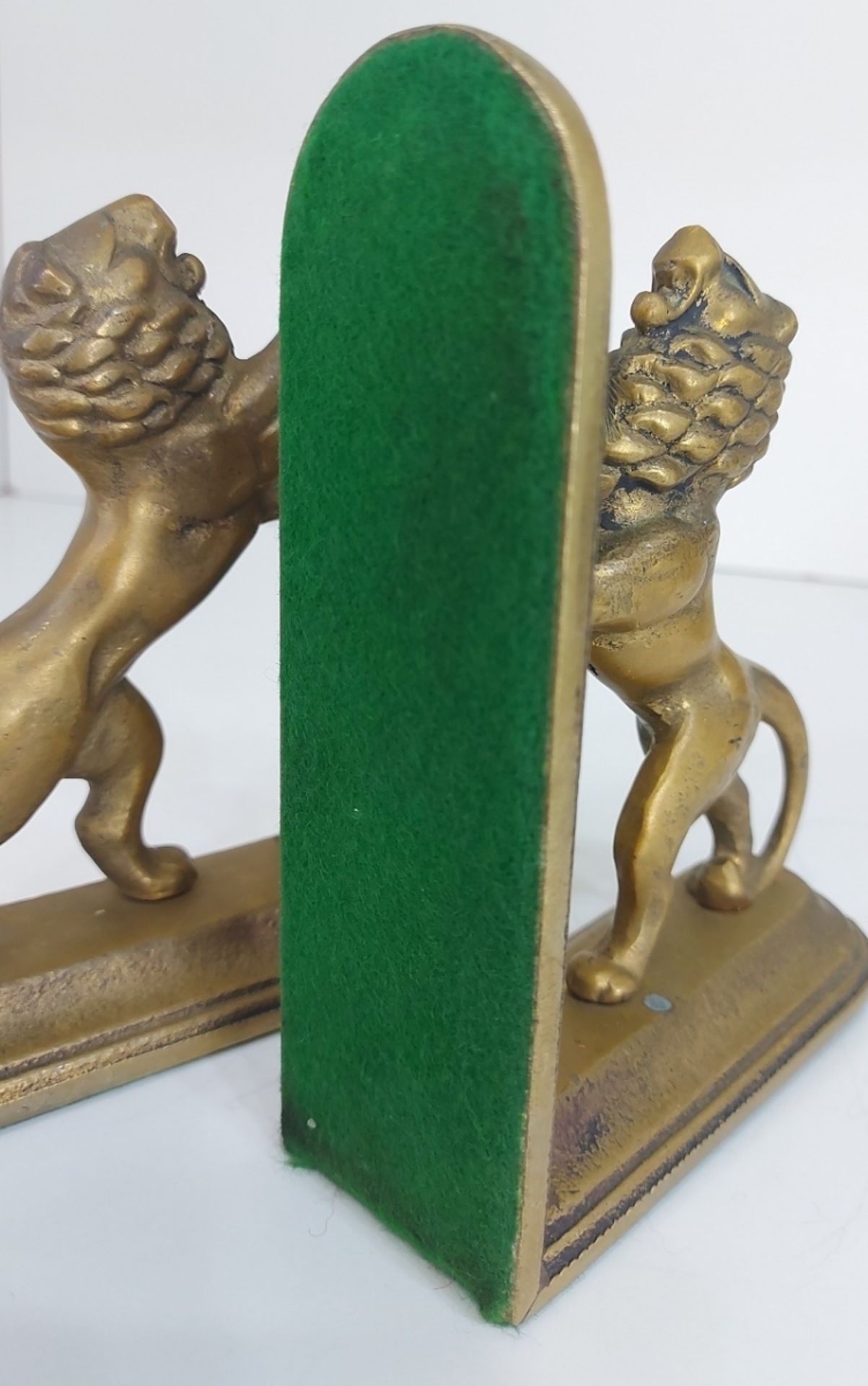 1 Paar schwere alte Buchstützen Löwen Messing Handarbeit - Bild 4 aus 8