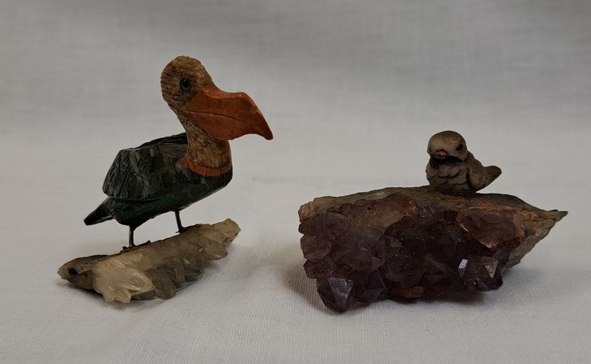 2 Mineralien Vögel Amethyst - Bild 4 aus 7