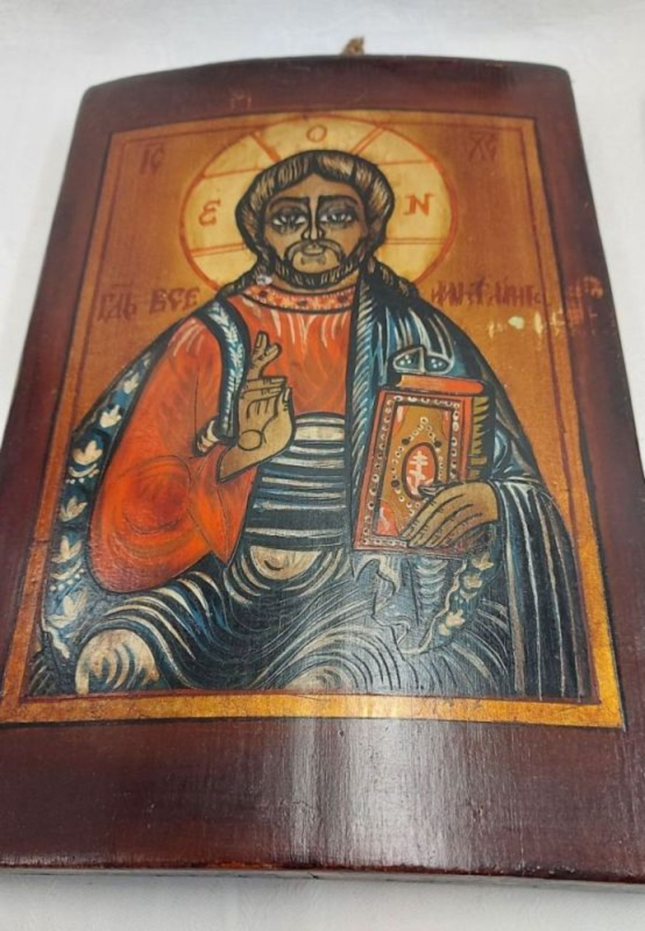 4 alte Holz Ikonen Bilder u.a. Jesus, Erzengel Michael, St. Petrus, Barmherzige Paraschiva (30x21cm) - Bild 3 aus 12
