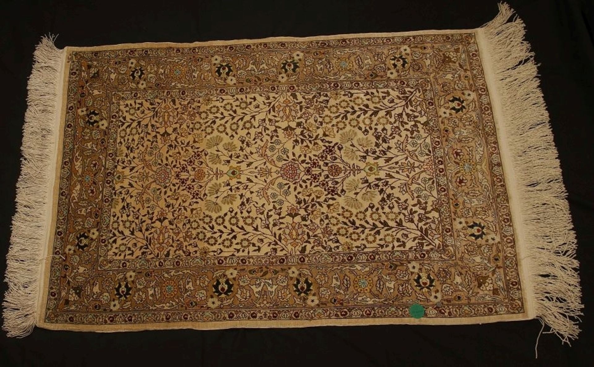 Alter Seiden Perser Teppich Ghom ca. 68 x 102cm mind. 81.000 - Bild 2 aus 3