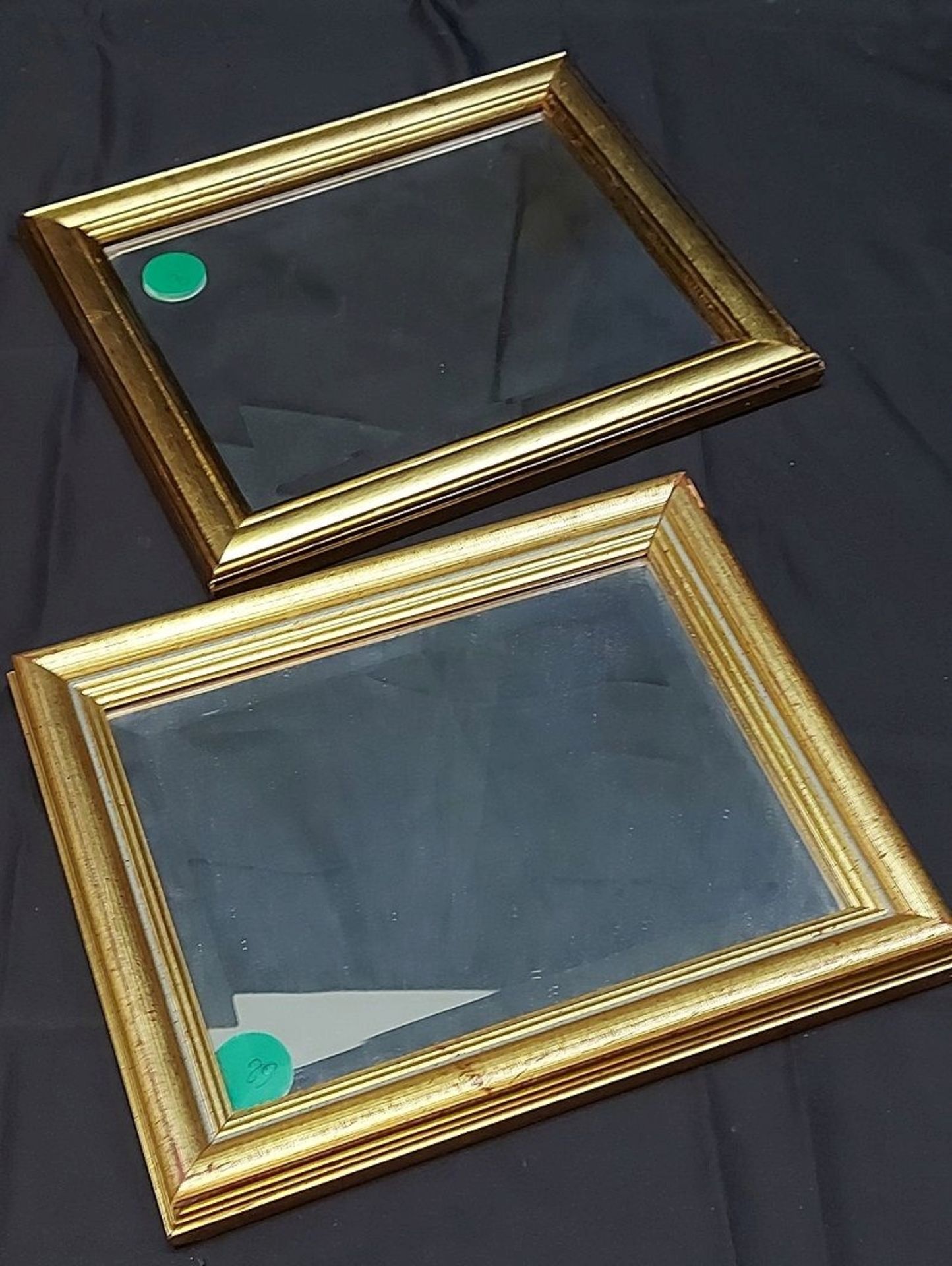 1 Paar gerahmte Spiegel schlichter Goldrahmen 30x25cm