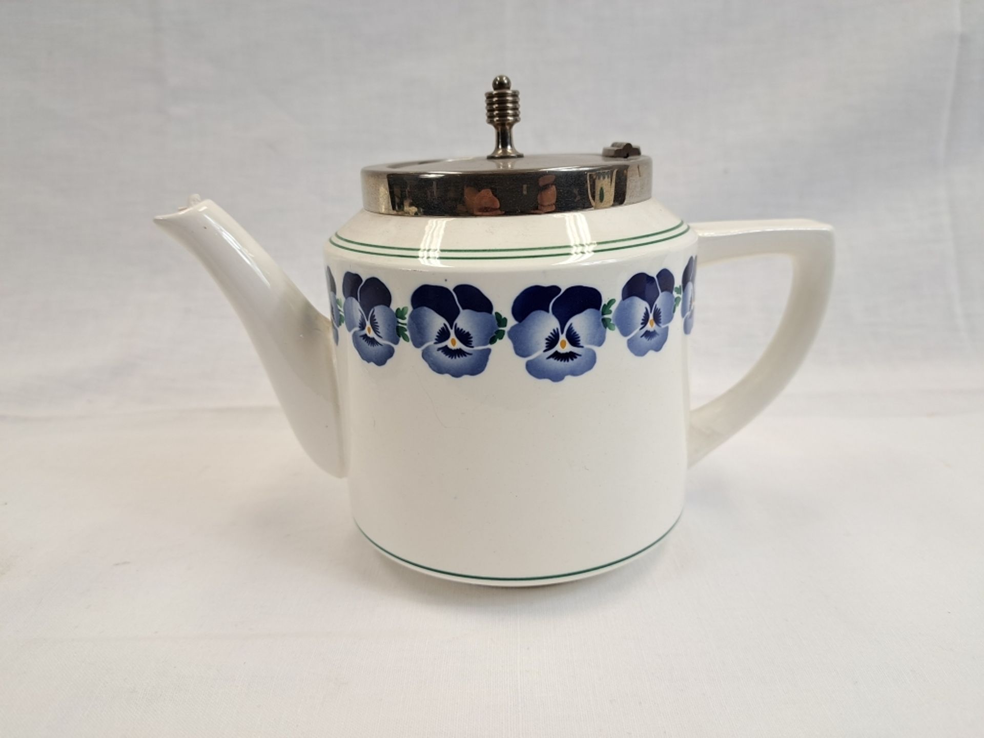 Antikes Jugendstil Art Deco WMF Keramik Kaffeekern Stiefmütterchen Dec. 2194 Straußenmarke - Bild 5 aus 14