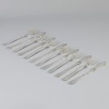 12 piece set fish cutlery "Haags Lofje" silver.