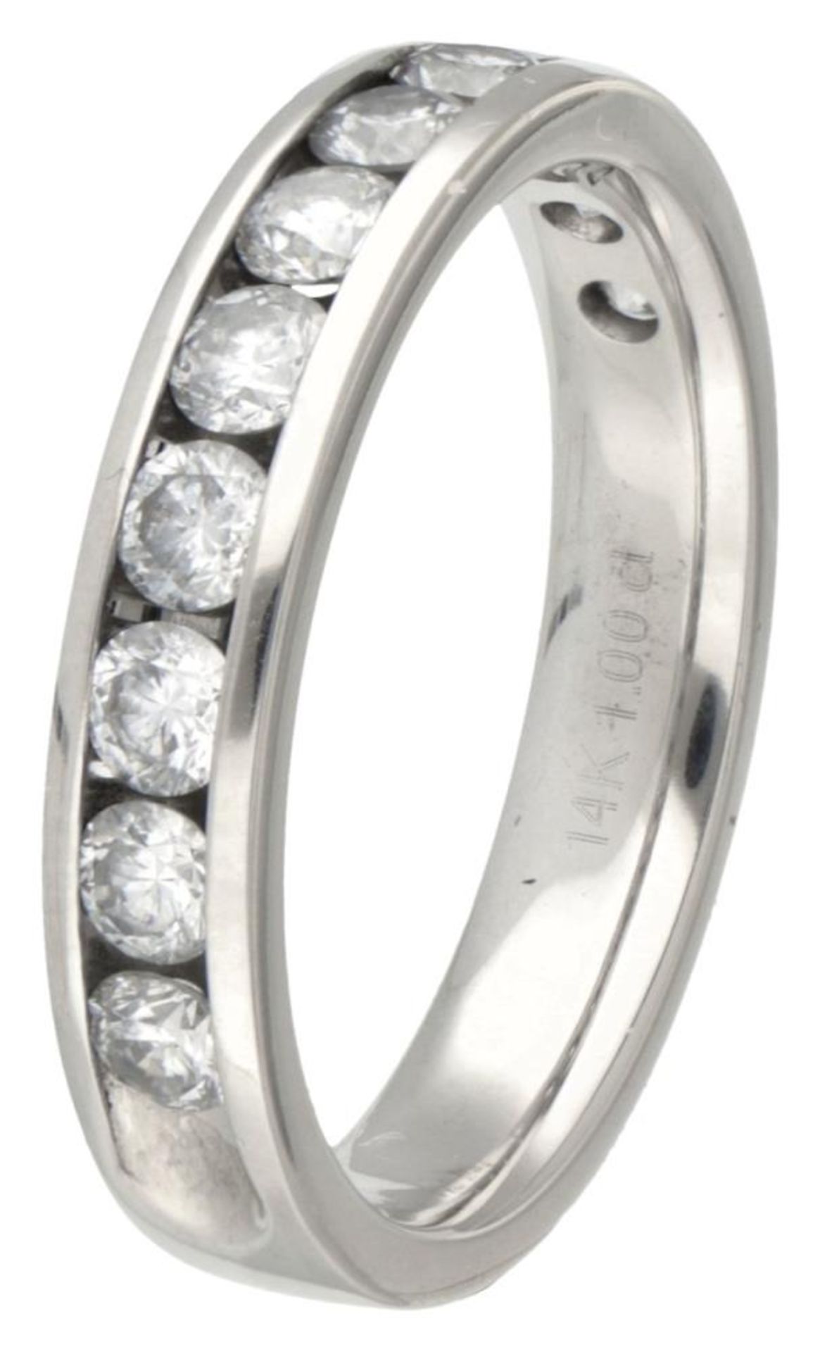 BLA 10K. white gold alliance ring set with approx. 1.00 ct. diamond.