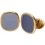 18K. Yellow gold Patek Philippe 'Ellipse' cufflinks with blue colored steel.