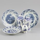 A lot comprising various items of earthenware, Delft, with blue-and-white motifs, Dutch, 20th centur