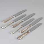 6 piece set dinner knives "Haags Lofje" silver.