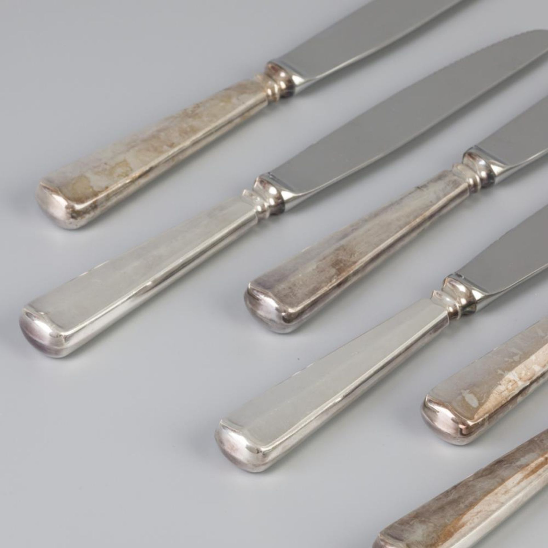 6 piece set dinner knives "Haags Lofje" silver. - Image 3 of 4