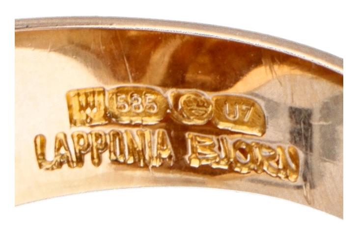 14K. Yellow gold 'Tourmaline River' ring by Finnish designer Björn Weckström for Lapponia. - Image 7 of 8