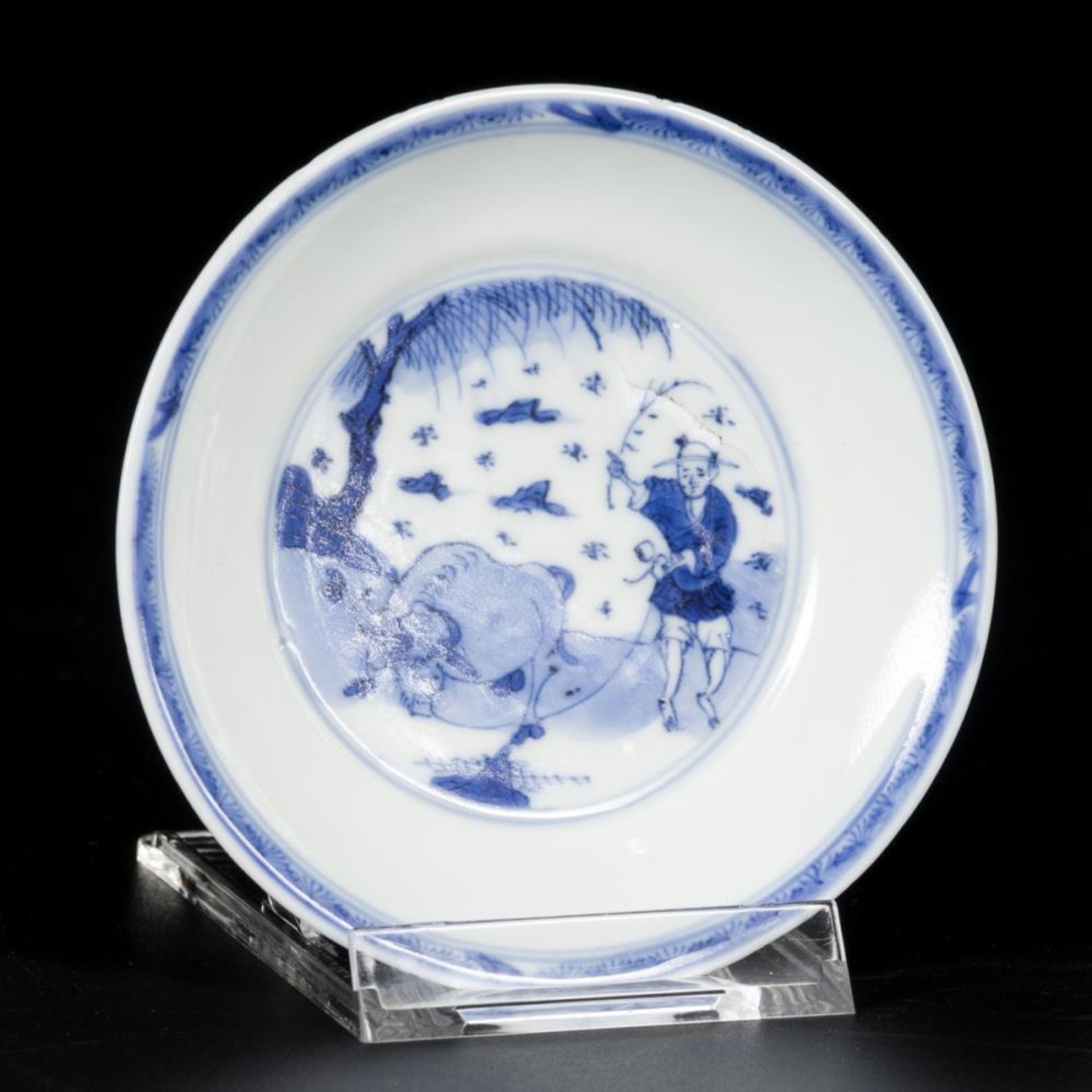 A lot comprising (4) porcelain plates, three with Long Eliza decoration, one with buffalo, China, Ka - Image 4 of 12