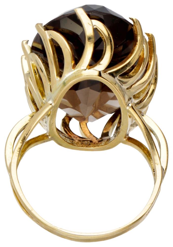 18K. Yellow gold vintage ring set with approx. 28.62 ct. smoky quartz. - Image 5 of 6