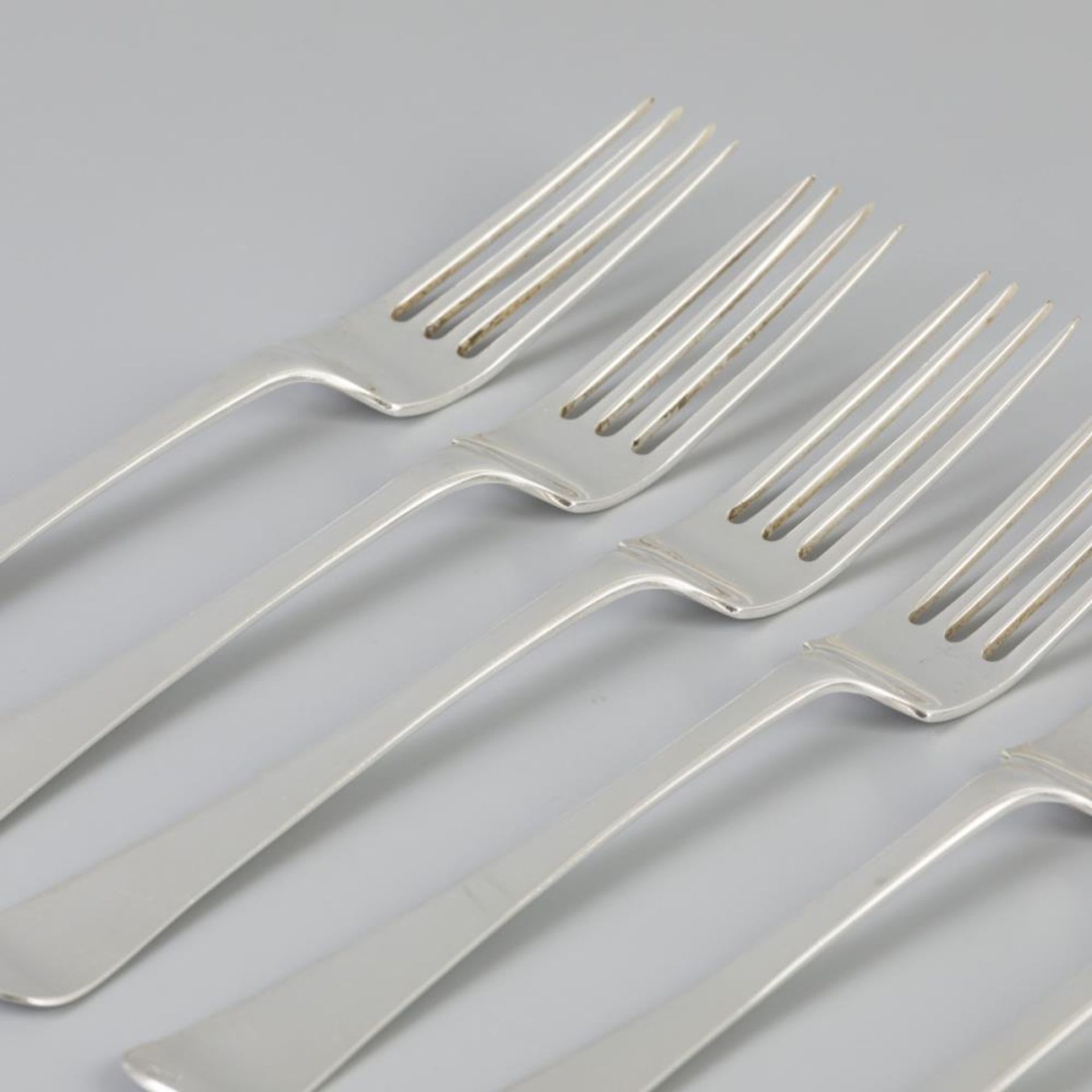 6 piece set dinner forks "Haags Lofje" silver. - Bild 2 aus 6