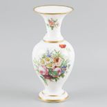 An opaline(?) baluster vase with flower motif, France, early 20th century.