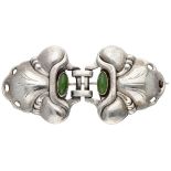 Early 826 silver no.4 Art Nouveau brooch set with green agate by Danish designer Georg Jensen.