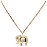 Chopard 18K. yellow gold necklace and 'Happy Diamond Elephant' pendant set with approx. 0.24 ct. dia