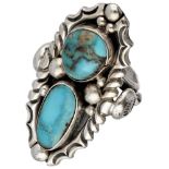 Harold Trujillo Navajo sterling silver Native American turquoise ring.