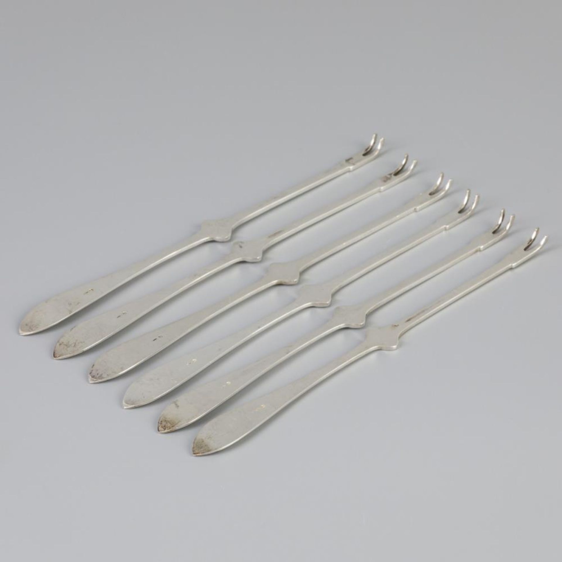 6 piece set of lobster forks silver. - Bild 4 aus 5