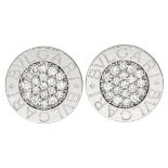 'BVLGARI BVLGARI' 18K. white gold earrings set with approx. 0.19 ct. diamond.