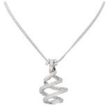 18K. White gold Damiani necklace and spiral pendant set with approx. 0.80 ct. diamond.