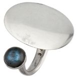Sterling silver no.176 ring set with labradorite by Bent Gabrielsen for Georg Jensen.