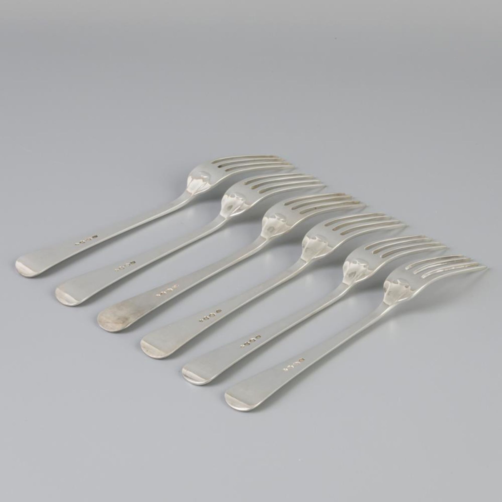 6 piece set dinner forks "Haags Lofje" silver. - Bild 3 aus 6