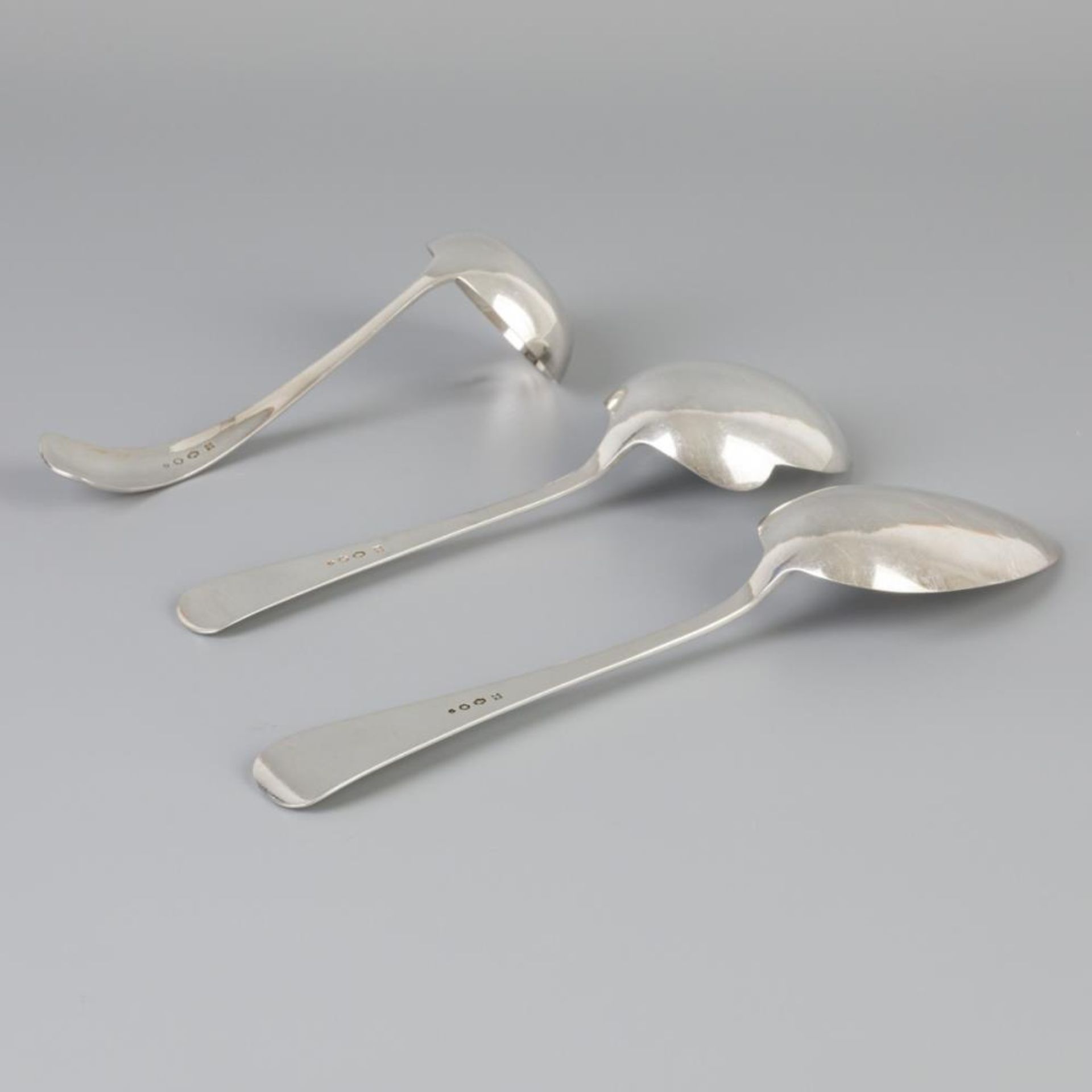 3 piece set of ladles "Haags Lofje" silver. - Bild 3 aus 7