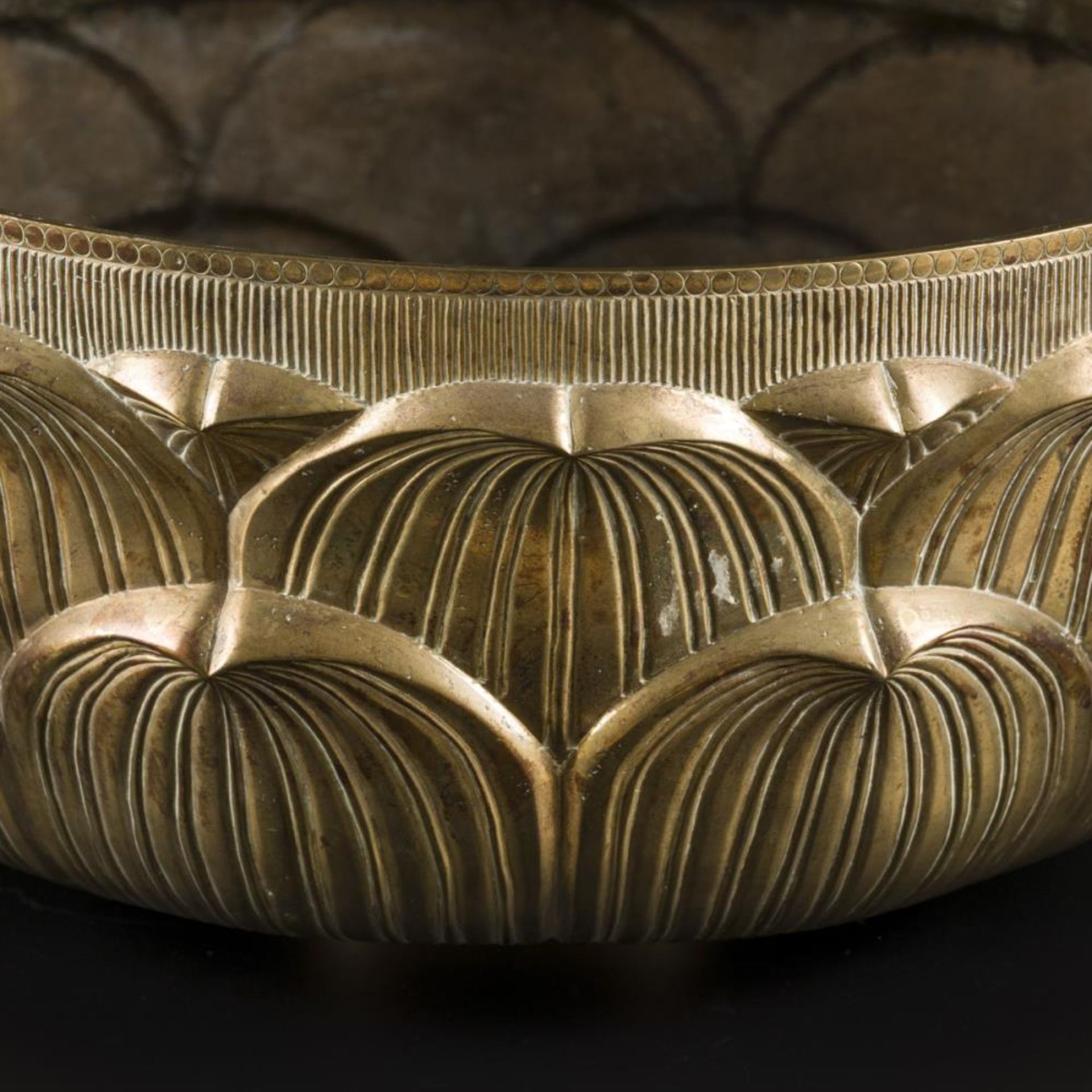 A brass lotus-shaped bowl, China, early 20th century. - Image 5 of 6