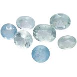 Lot of 7 GRA Certified Natural Aquamarine Gemstones 18.08 ct. in total.