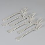 6 piece set dinner forks "Haags Lofje" silver.