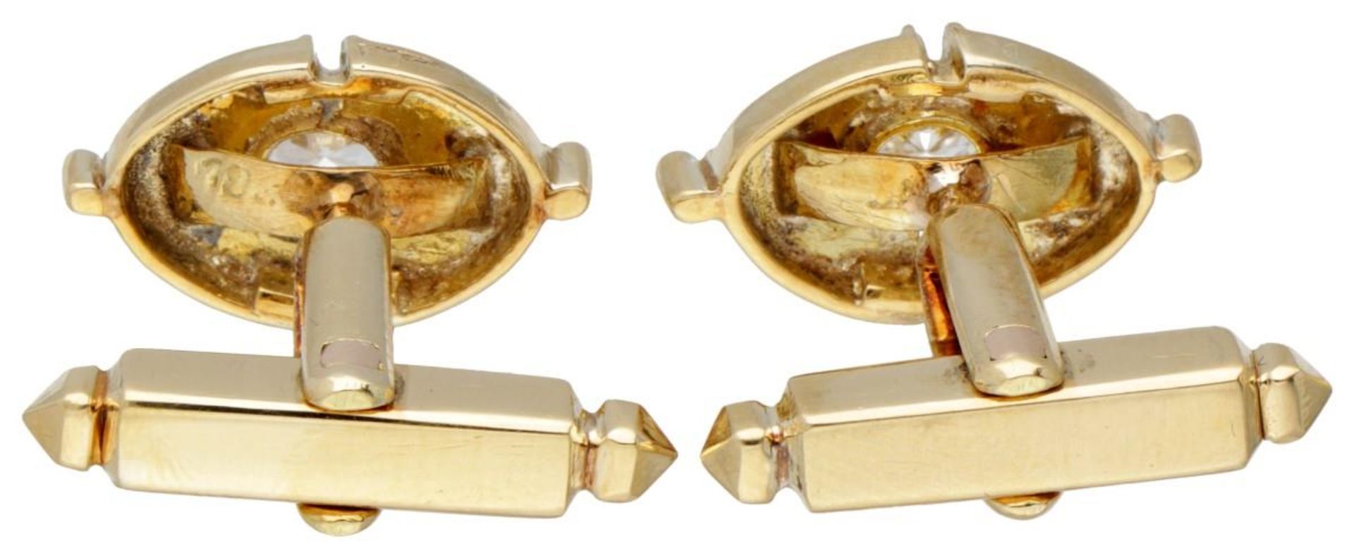 14K. Bicolor gold cufflinks set with approx. 0.65 ct. diamond. - Image 6 of 6