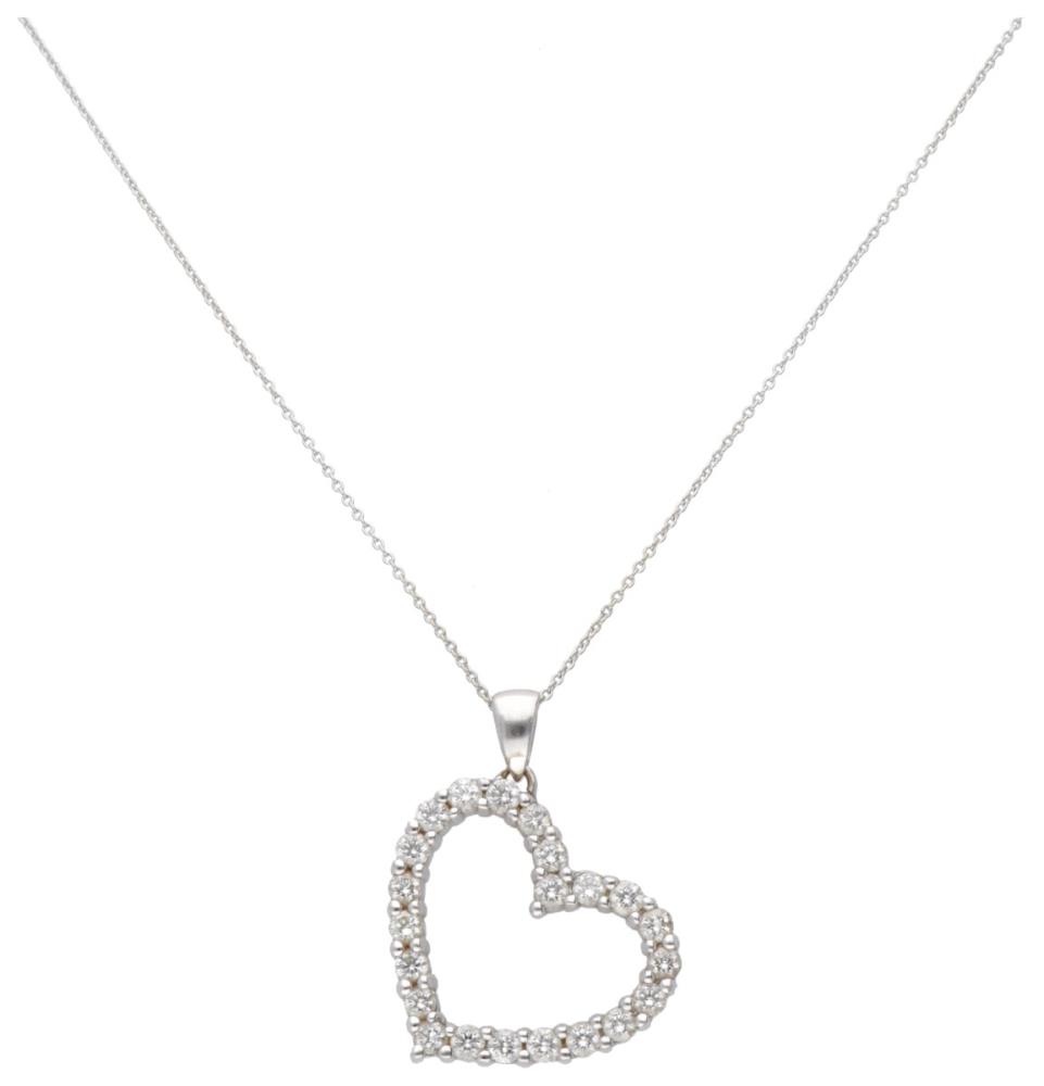 18K. White gold necklace and heart-shaped pendant set with approx. 0.80 ct. diamond. - Image 2 of 6