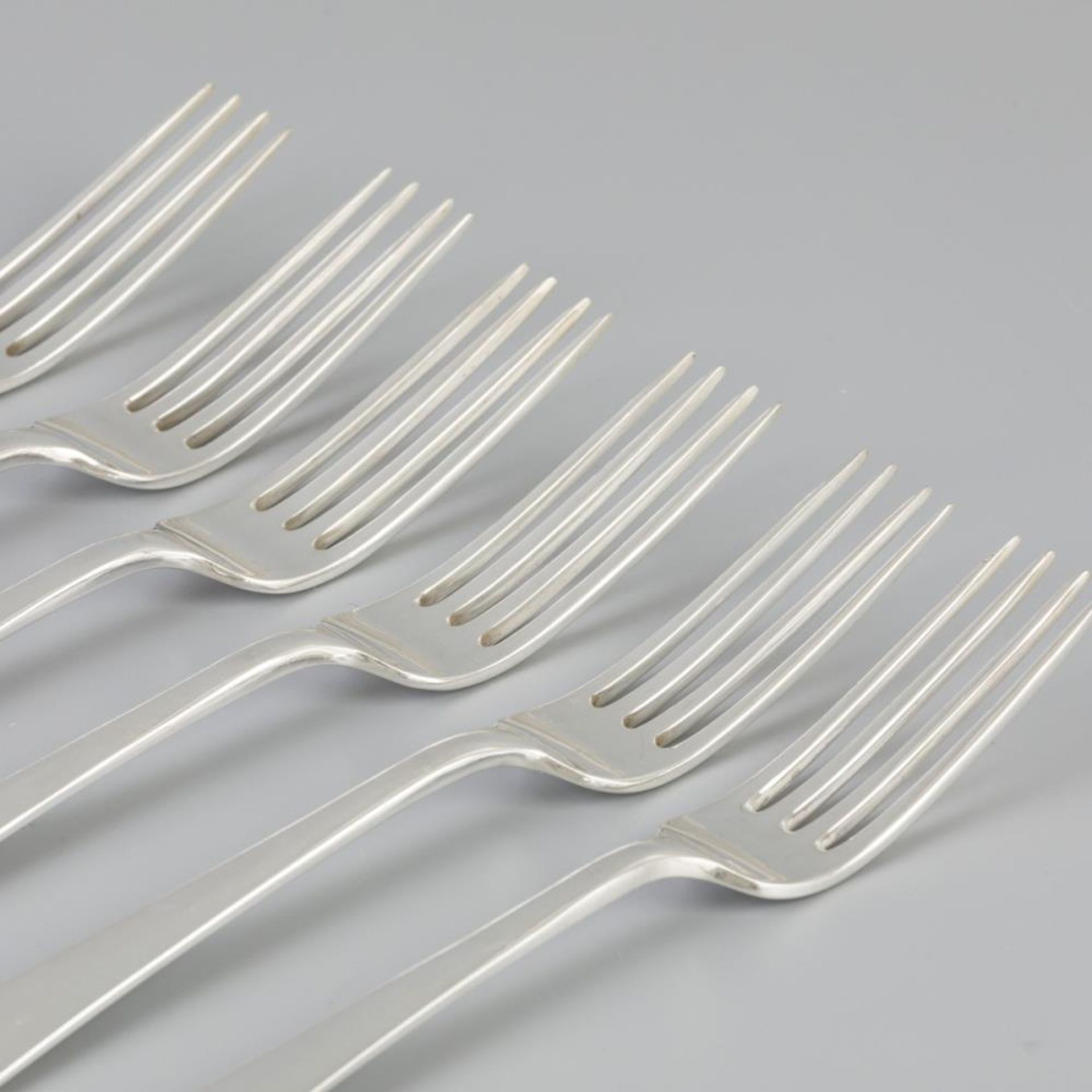 6 piece set dinner forks "Haags Lofje" silver. - Bild 2 aus 6