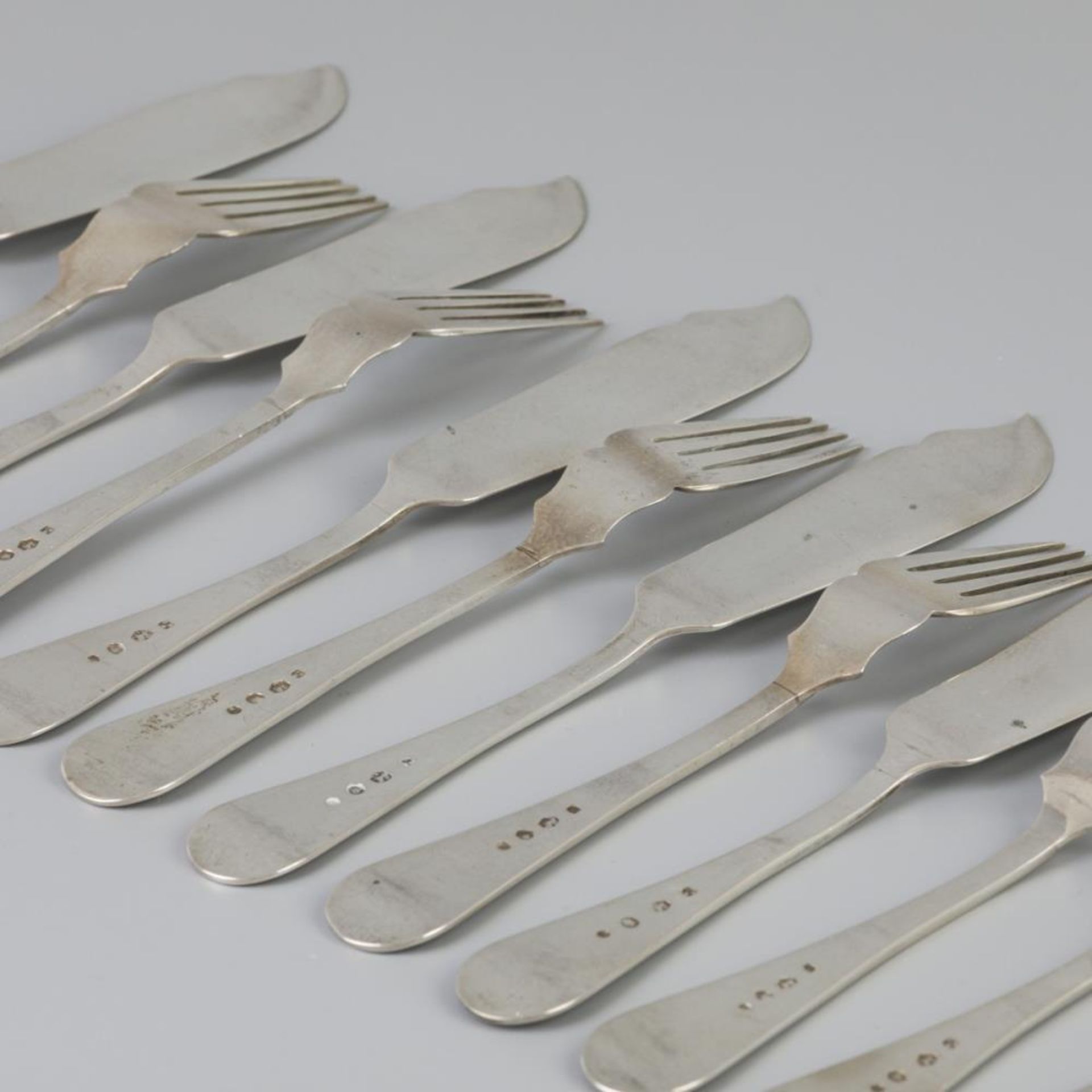 12 piece silver fish cutlery set. - Bild 4 aus 6