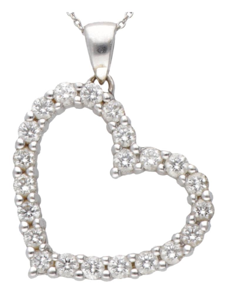 18K. White gold necklace and heart-shaped pendant set with approx. 0.80 ct. diamond. - Image 4 of 6