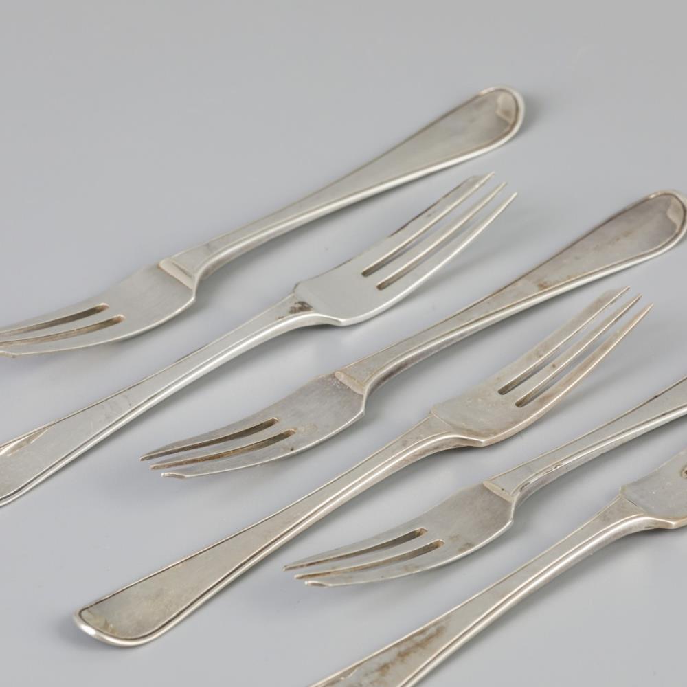 6 piece set of pastry forks ''Hollands Rondfilet" silver. - Image 2 of 4