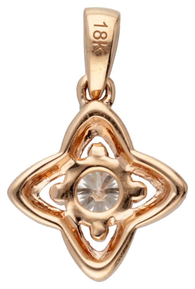 18K. Yellow gold pendant set with approx. 0.18 ct. diamond. - Image 3 of 4
