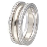 Set of three 14K. white gold stacking rings set with approx. 0.18 ct. diamond.